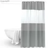 Shower Curtains Pure Color Thick Stitching Shower Curtain Bathroom Curtain Peva Gray Semi-permeable Bath Waterproof Partition Shower Curtain R230829