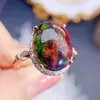 Cluster Rings Natural Real Black Opal Ring Oval Big Style 11 15mm 5ct Gemstone 925 Sterling Silver Fine Jewelry J23885