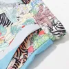 Mäns shorts avslappnad hawaiian harajuku hip beach hop semester djur tiger streetwear män Bermudas masculino