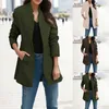 Kvinnors ull blandar Kvinnors Autumn Winter Solid Color Woolen Coat Women's Blazers Passar Jackor Solid Longepleid Cardigan Jacket Streetwear L5 230821