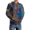 Herrtröjor Celestial Steampunk Casual Blue Gold Mandala Street Style Hoodie Men Long Sleeve Retro Custom Clothes 4xl 5xl 6xl