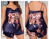 Kvinnors sömnkläder XL-5XL Big Size Women Pyjamas Set Intime Lingerie Sexig Print Nightwear Summer Casual Satin Sleep-shirt Pijamas Suit