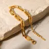 Charm Bracelets ALLME Chic y Chain Link for Women Man Unisex 18K Gold PVD Plated Steel Non Tarnish Paperclip Bracelet 230821