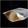 Storage Bags Kraft Paper Zipper Lock Food Packing Reusable Plastic Front Transparent Stand Up Pouch Gift Candy Baking Snack Bag Lx1800 Dhu7G