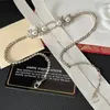 Gold Silver Plated Copper Pendant Necklace Choker Women Designer Varumärkesbrev Halsband Kedjor Crystal Pearl Wedding Jewelry Love Gifts