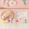 Autres fournitures de fête d'événement 10 invités Fée Disposabel Vaisselle Papillon Déesse Assiettes Serviette Tasses Printemps Fleur Princesse Joyeux Anniversaire Décor Fille 230822