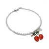 Choker Fashion Elegant Cherry Pendant Necklace Sweet Pearl Chain Bracelets Clavicle Statement Jewelry