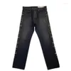 Męskie spodnie 23ss Kapital retro bok klejnot haft klejnot proste spodnie dla mężczyzn i kobiet dżinsy