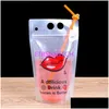 Packing Bags Wholesale 500Ml New Design Plastic Drink Packaging Bag Pouch For Beverage Juice Milk Coffee With Handle And Holes St Lx07 Dhylt