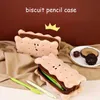 Leren Speelgoed Biscuit Potlood Caes Hoge Capaciteit Pluche Creatieve Koekjes Pen Zakken Leuke Cartoon Pennenbakje 0ffice Schoolbenodigdheden Stationair Geschenk