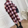 Womens Wool Blends Duas cores Mulheres Plaid Jaqueta longa Manga de lã casual Autumn Winter Coat 230822