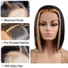 Highlight Straight Short Bob Wigs Human Hair for Black Women 180% Density Ombre Colored Brazilian Human Hair T Part Lace Wigs