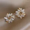 Boucles d'oreilles exquises feuilles d'opale fleur pour les femmes brillant strass Zircon géométrique ovale boucle d'oreille fille fête déclaration bijoux