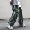 Pantalones vaqueros para hombre Foufurieux primavera coreano Retro hombres Tie-dye gradiente mariposa bordado todo-fósforo suelto lavado recto pantalones de pierna ancha