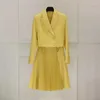 Robes de travail de qualité supérieure, ensembles Blazer, jupe, costumes pour femmes, col cranté, manches longues plissées, taille XXL, automne hiver 2023