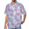 Mäns avslappnade skjortor söta djurblusar män rosa flamingos hawaiian kortärmad grafisk grafisk streetwear överdimensionerad semesterskjorta presentidé