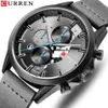 Herren Sportwache mit Chronographen Curren Leatherippen Uhren Mode Quarz Armbandwatch Business Calender Clock male309d