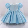 Robes de fille Big Bow bébé filles robe née blanc baptême 1er anniversaire princesse fête pour enfant en bas âge manches bouffantes Costumes de mariage