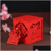 Emballage cadeau De nombreux styles en bois chinois double bonheur boîtes de faveur boîte de bonbons boîte à sucre classique rouge avec pompon 6.5x6.5x6.5cm Drop Deli Dh2AG