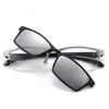 Sunglasses 5 In 1 Rectangle Magnet Sunglasses Men Polarized Clip On Glasses for Men Half Metal Frame Male 0 Diopter Optic Myopia Eyewear 230822