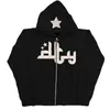 Sudaderas con capucha para hombre 4tune Star Corea Estilo Metal Cremallera completa Invierno Espesar Chaqueta Top Coat Mujeres Dark Hiphop Gothic Harajuku Y2k Kawaii Sudadera con capucha