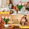 Objetos decorativos Figuras LED Tulip Night Light Simulation Flower Table Lamp Home Decoration Atmosfera Presente romântico em vaso para Officeoombarcafe 230821