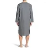 ملابس نوم للرجال طويلة الأكمام V-neck Pajamas Lounge منزلية فضفاضة صلبة ملونة نوم Nightshirts بالإضافة إلى حجم S-3XL
