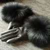 Five Fingers Gloves Maylofuer Genuine Sheepskin Leather Touch Screen Hair Cuffs Women Warm In Winter Black222N