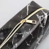 Learning Toys 1pcs Large Capacity Leather Cute Pencil Case Office School Students Pen Box Zipper Bags Marble Makeup Storage Supplies Black