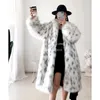 Kvinnor vinter ny faux räv päls coat lady casual skarvad leopard tryck päls jacka kvinnlig tjock varm lång plysch ytterkläder furet