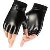 Gants à cinq doigts Gants pour hommes Demi-doigt en cuir PU Alpinisme Chasse Équitation Hiver Chaud Imperméable Antidérapant Mode Gants sans doigts 230822