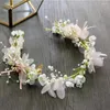 Haarklammern Süße romantische rosa Blumen Schmetterling Perlenbrautzubehör Stirnband Tiara Kronwald Hochzeit Schmuck Geschenk