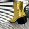 Tidig höst Square Head Boots Korta stövlar minimalistiska små stövlar designkänsla mode mångsidiga höga klackar lyxdesigner kvinnor