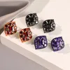 Brincos de garanhão charme feminino geométrico de zircão roxo Casamento de cor prata para mulheres jóias pretas da moda de luxo