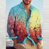 Men's Casual Shirts Bohemian Style Graphic Men Loose Button Lapel Long Sleeve Shirt 2023 Autumn Fashion Floral Print Streetwear