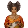 Fashion auto gele headtie African Nigerian women traditional aso oke autogele fan shape for wedding party293w