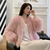 Kadınlar Kürk Yapay Kalın Sıcak Ceket Kış Moda O boyun boyunlu Ceket Kabarık Düz Renk Zarif Peluş Paltolar Gri
