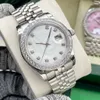 Tittar högkvalitativt mode kvinnor titta på mekanisk automatisk 36mm diamant bezel safir rosa damer klockor designer ss stålband armbandsur montre montre