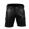 Shorts masculinos 2023 Cargas de couro de couro real bolsos pretos com homens de cinto