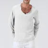 Men's T Shirts 2023 Fall Casual T-Shirt For Mens Vintage Linen Tops Loose Long Sleeve V Neck Pullover Men Tee Clothing Leisure Solid Color