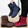 Bottes de neige imperméables pour femmes, bottines chaudes en peluche avec fermeture éclair sur le devant, chaussures rembourrées en coton antidérapantes, hiver