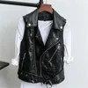 Women's Leather Pu Waistcoat Women Motorcycle Vests Coats Sleeveless Jackets 4xl Outerwear Overcoats Spring Waterproof