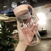 Garrafas de água xícaras de plástico de grande capacidade para estudantes masculinos e femininos coreanos simples portáteis garrafa criativa portátil fosca