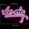 Decorative Objects Figurines Wanxing Vice City Neon Sign Pink Led Lights Bedroom Letters Game Room Bar Party Indoor Home Arcade Shop Cave Art Wall Decoration 230821