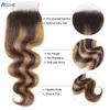 Synthetic Wigs 5x5 Closure With Bundles Highlight Transparent P427 Ombre Honey Blonde Body Wave 230821