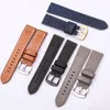 Titta på band Hengrc äkta läder Watchbands Armband Black Blue Grey Brown Cowhide Strap For Women Men 18 20mm 22mm 24mm Wrist Band 230821