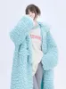 Femmes fourrure fausse Lautaro hiver longue surdimensionné décontracté épais chaud bleu flou moelleux manteau femmes avec capuche fermeture éclair mode 230822