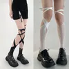 Skarpetki dla kobiet 21 Style JK pończochy Lolita nóg cieplejsza dziura pusta Harajuku Cosplay Ribbon Straps dziewczyna pończochy cielęce koronki