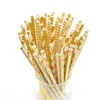 Other Event Party Supplies 2550pcs Foil GoldSilver Disposable Drinking Paper Straws Rainbow For Birthday Wedding Deco Christmas 230822