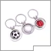 Keychains Lanyards 3D Sports Roterende voetbal Keychain Basketball Keyring Souvenirs Golf Pendant Key Rings Metal Chain Gifts Hip Otkiz